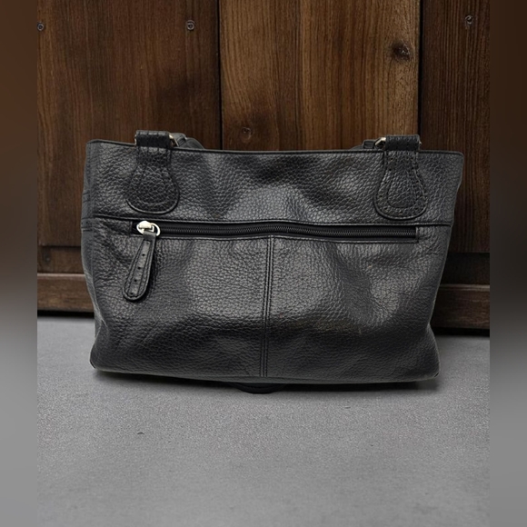 Vintage Covington Black Leather Shoulder Bag Scallop Front Pocket - Picture 4 of 15